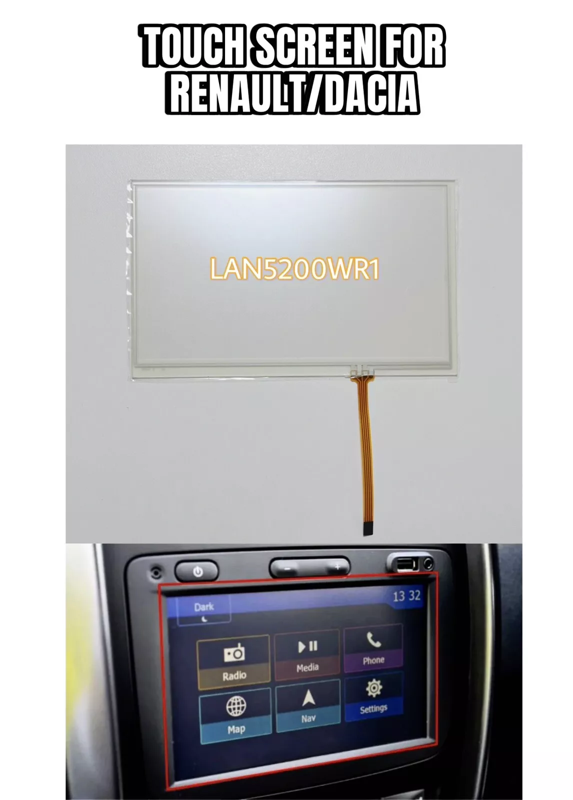 Sostituzione TC4 Touch Screen Radio LAN5200WR1 – Renault, Dacia Duster e Sandero